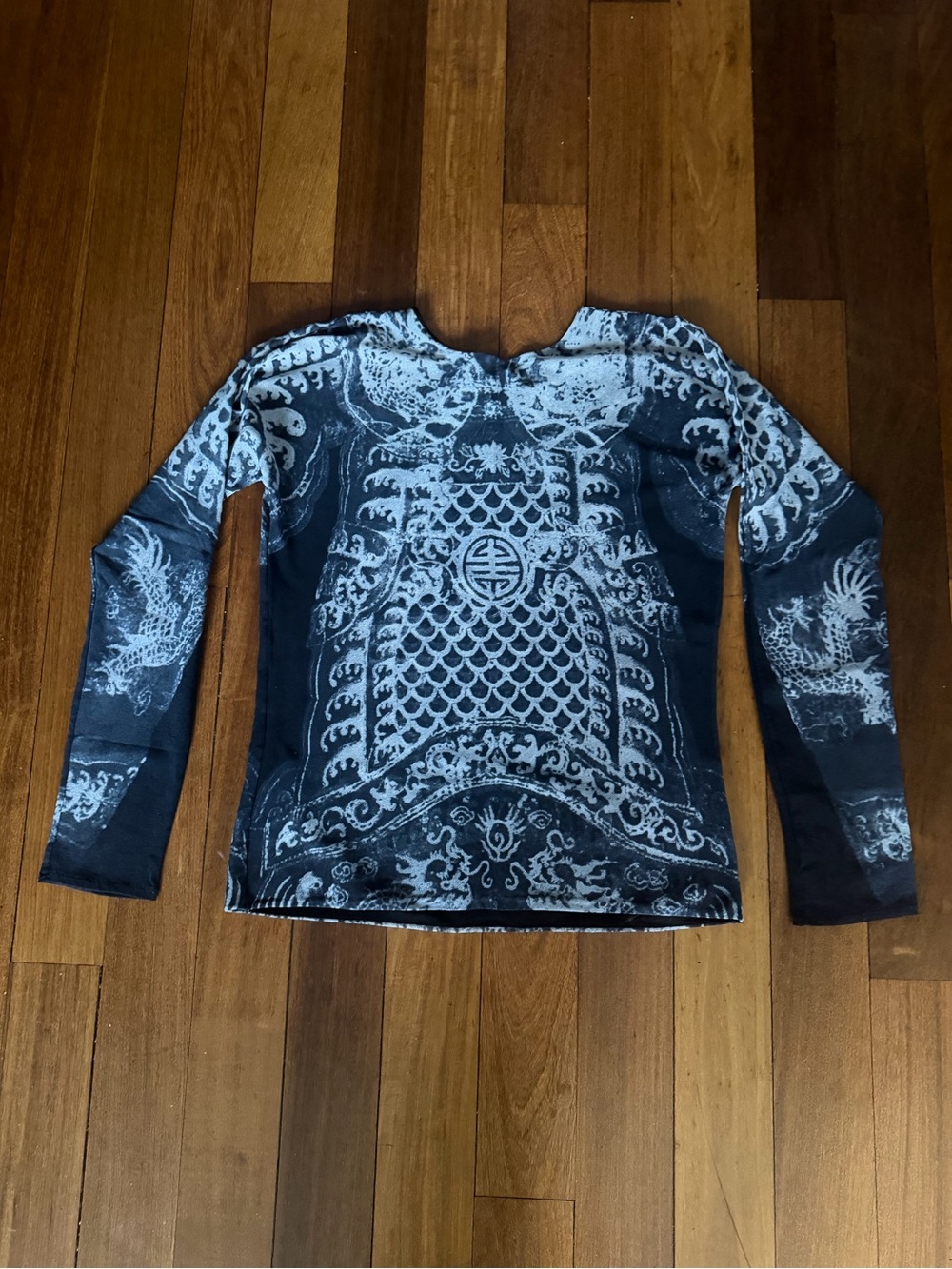 Vivienne Tam RARE Vintage blue dragon batik long sleeve opera top sz 3 US 4-8 - Picture 2 of 11